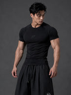 BLACK sports T-shirt Degrey BIG Compressor Tee embroidered with logo