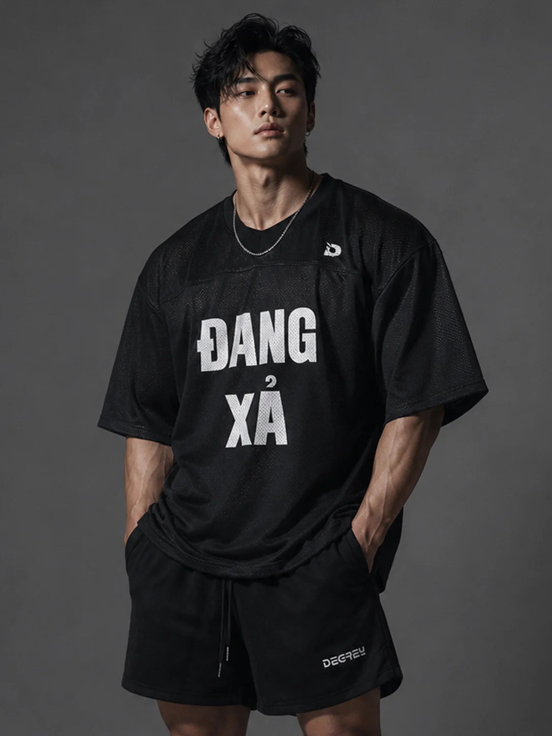 DEGREY Black 2-Layer Poly Shorts Embroidered Degrey Logo