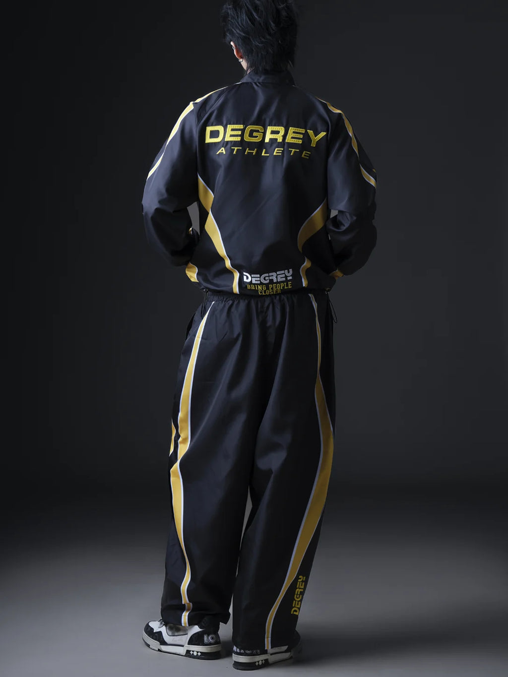 Jacket Degrey BLACK YELLOW WITH ATHLETE LOGO sports parachute jacket