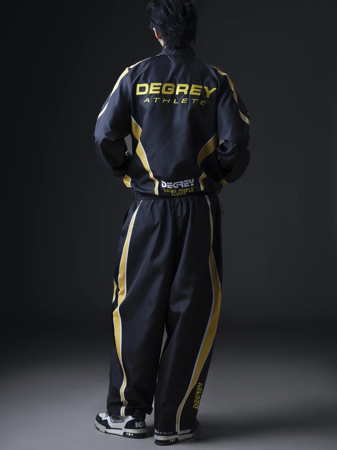 Jacket Degrey BLACK YELLOW WITH ATHLETE LOGO sports parachute jacket