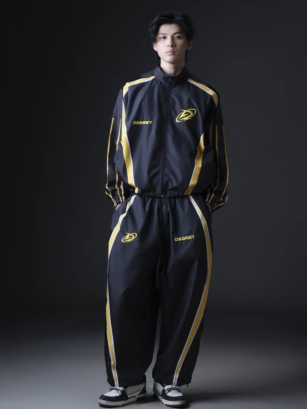 Jacket Degrey BLACK YELLOW WITH ATHLETE LOGO sports parachute jacket