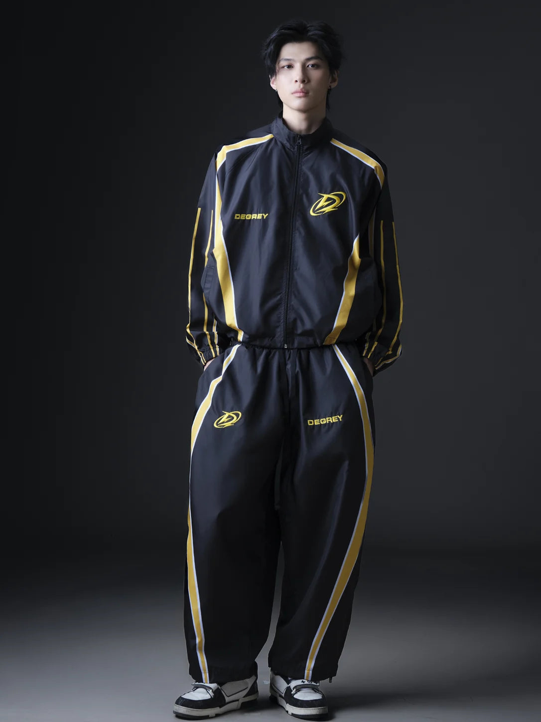 Jacket Degrey BLACK YELLOW WITH ATHLETE LOGO sports parachute jacket