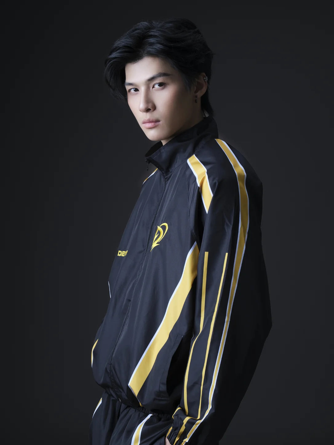Jacket Degrey BLACK YELLOW WITH ATHLETE LOGO sports parachute jacket