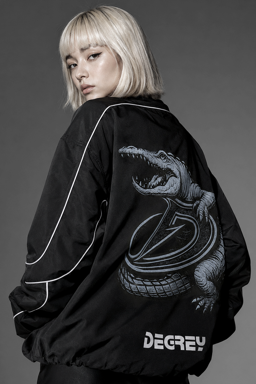 Jacket Degrey BLACK with Mascot print sports parachute jacket