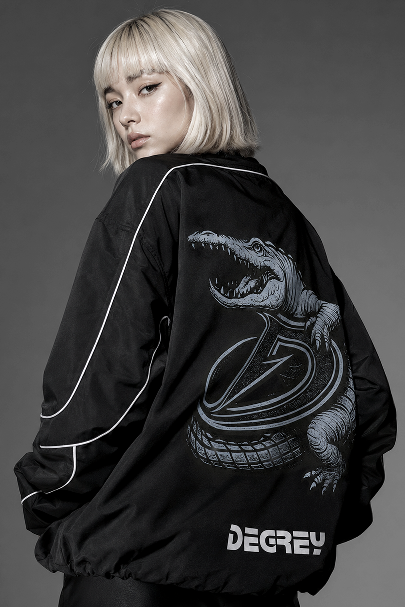 Jacket Degrey BLACK with Mascot print sports parachute jacket