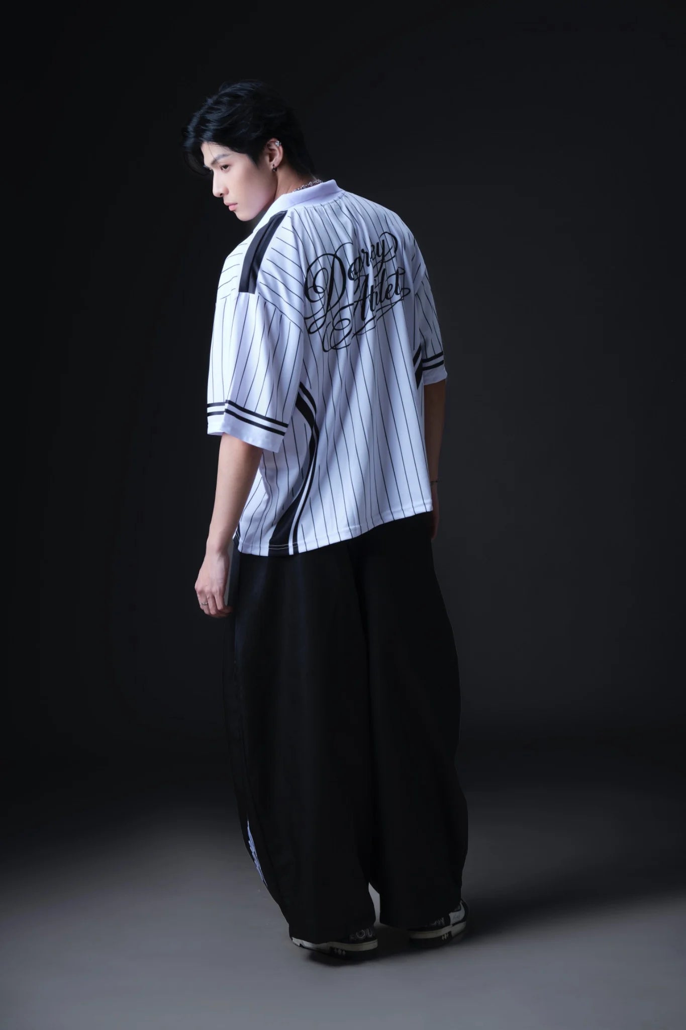 White Polo shirt with BLACK stripes Degrey