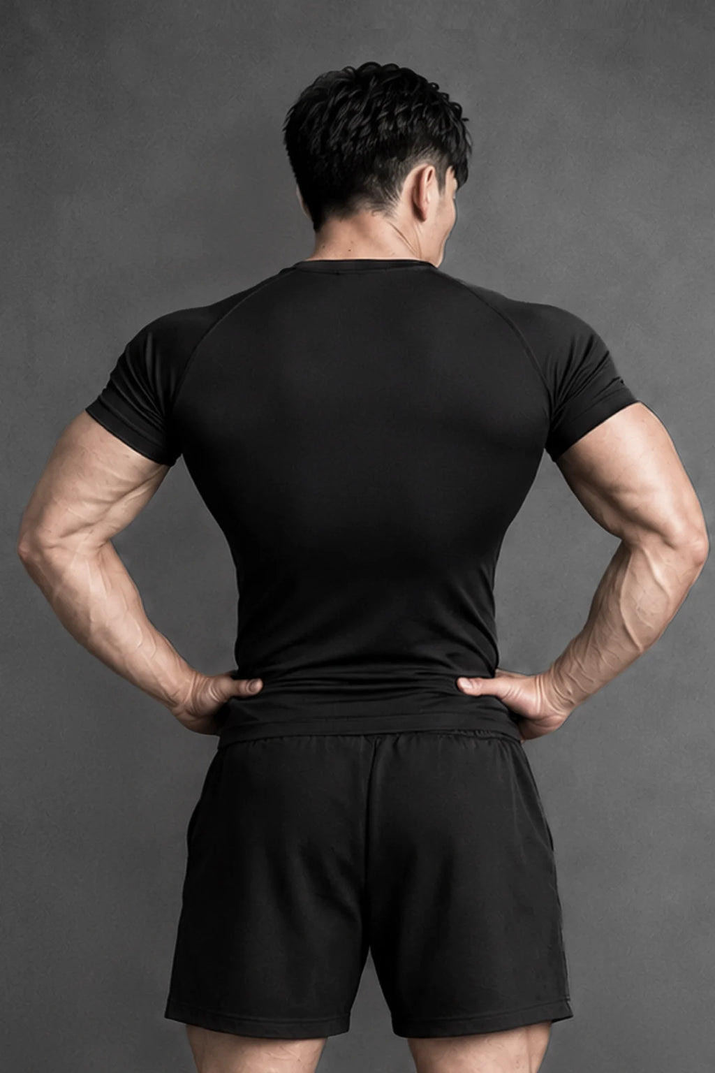 BLACK sports T-shirt Degrey Compressor Tee embroidered logo