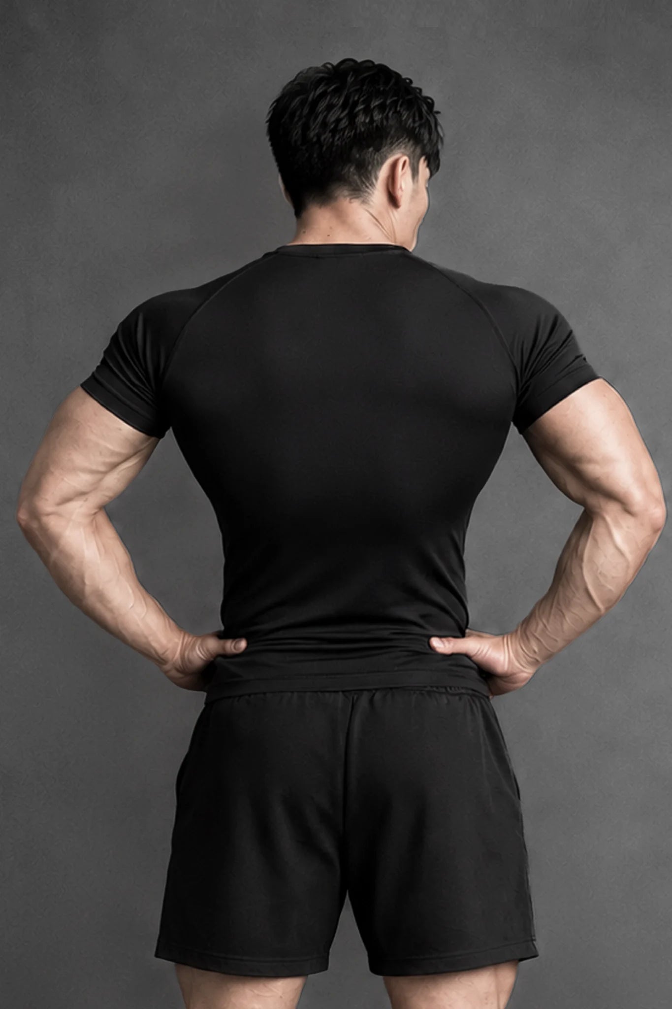 BLACK sports T-shirt Degrey Compressor Tee embroidered logo