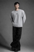 Oversize WAX GREY long-sleeved T-shirt with Degrey logo embroidery