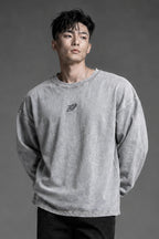 Oversize WAX GREY long-sleeved T-shirt with Degrey logo embroidery