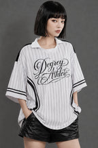 White Polo shirt with BLACK stripes Degrey