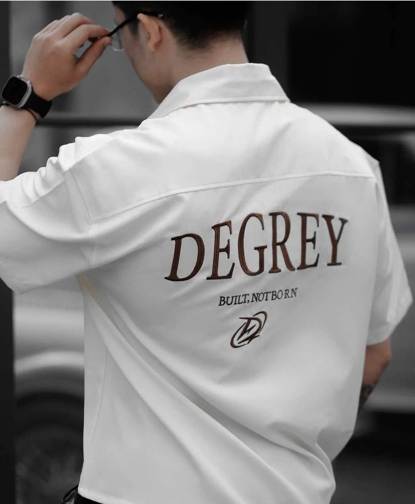 DEGREY White Embroidered Oversize Shirt Streetwear Fitness