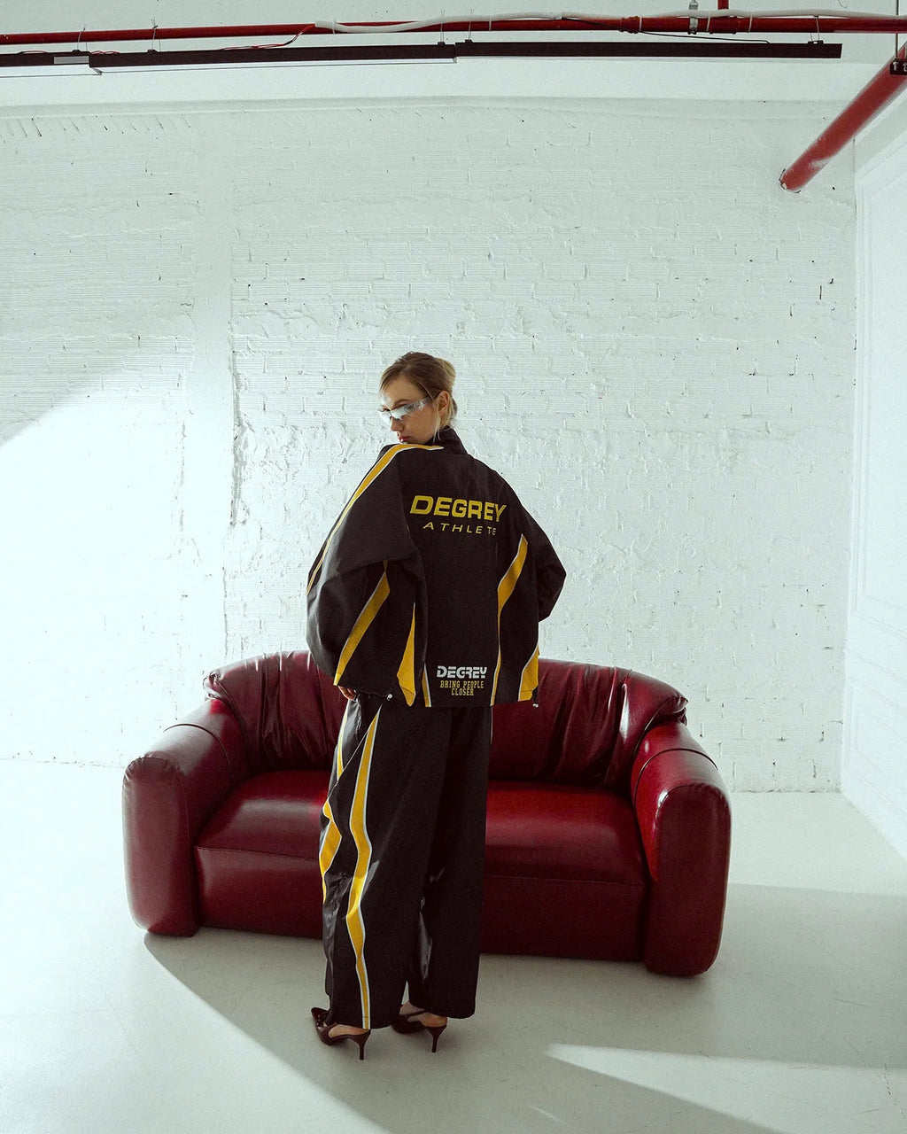 Jacket Degrey BLACK YELLOW WITH ATHLETE LOGO sports parachute jacket