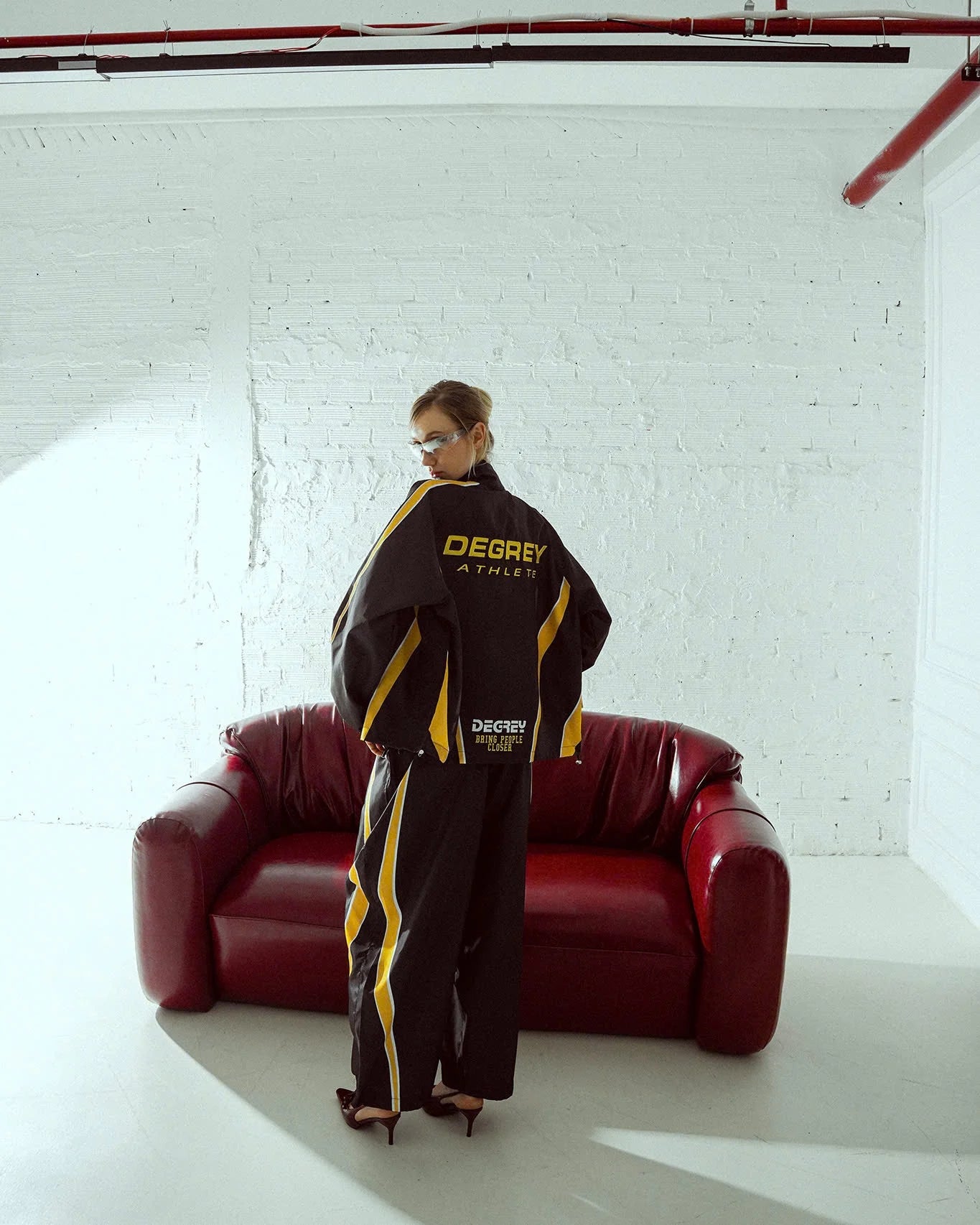 Jacket Degrey BLACK YELLOW WITH ATHLETE LOGO sports parachute jacket
