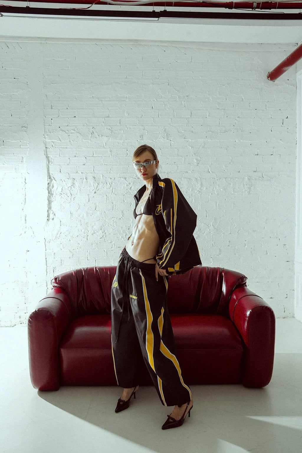 Jacket Degrey BLACK YELLOW WITH ATHLETE LOGO sports parachute jacket