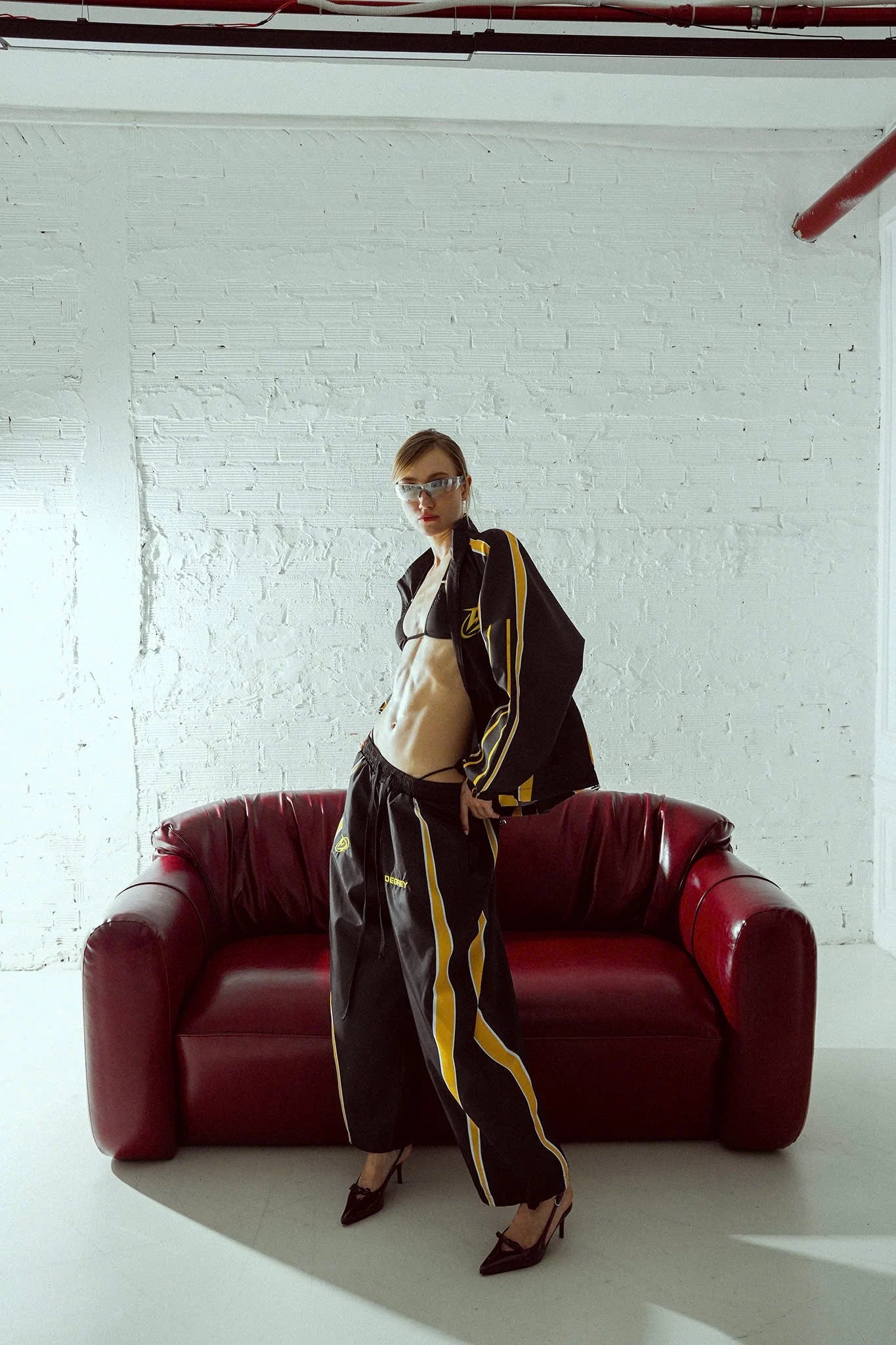 Jacket Degrey BLACK YELLOW WITH ATHLETE LOGO sports parachute jacket