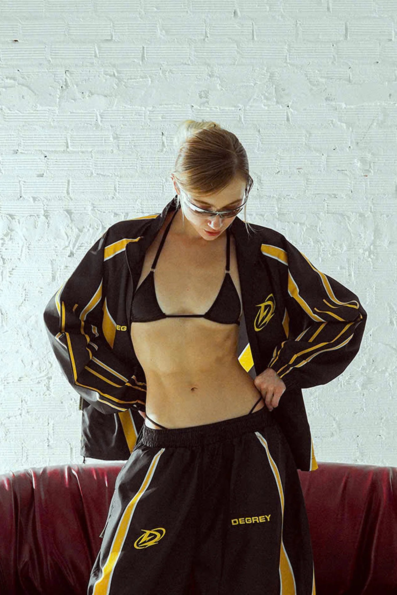 Jacket Degrey BLACK YELLOW WITH ATHLETE LOGO sports parachute jacket