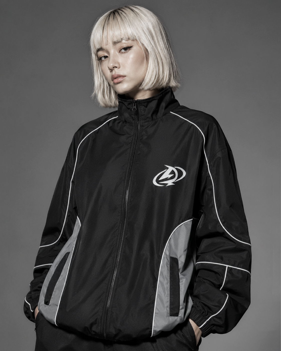Jacket Degrey BLACK with Mascot print sports parachute jacket