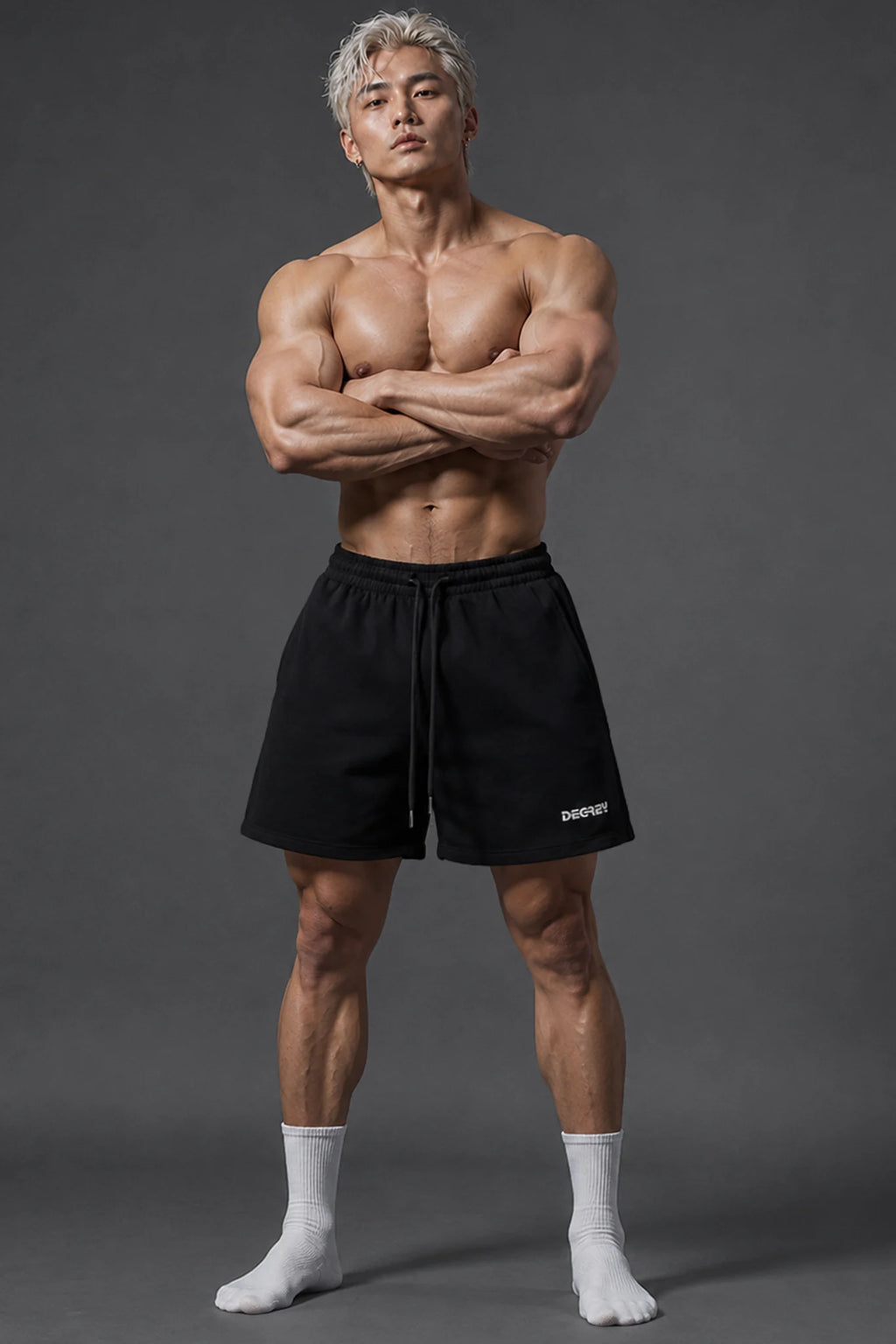 DEGREY Black 2-Layer Poly Shorts Embroidered Degrey Logo