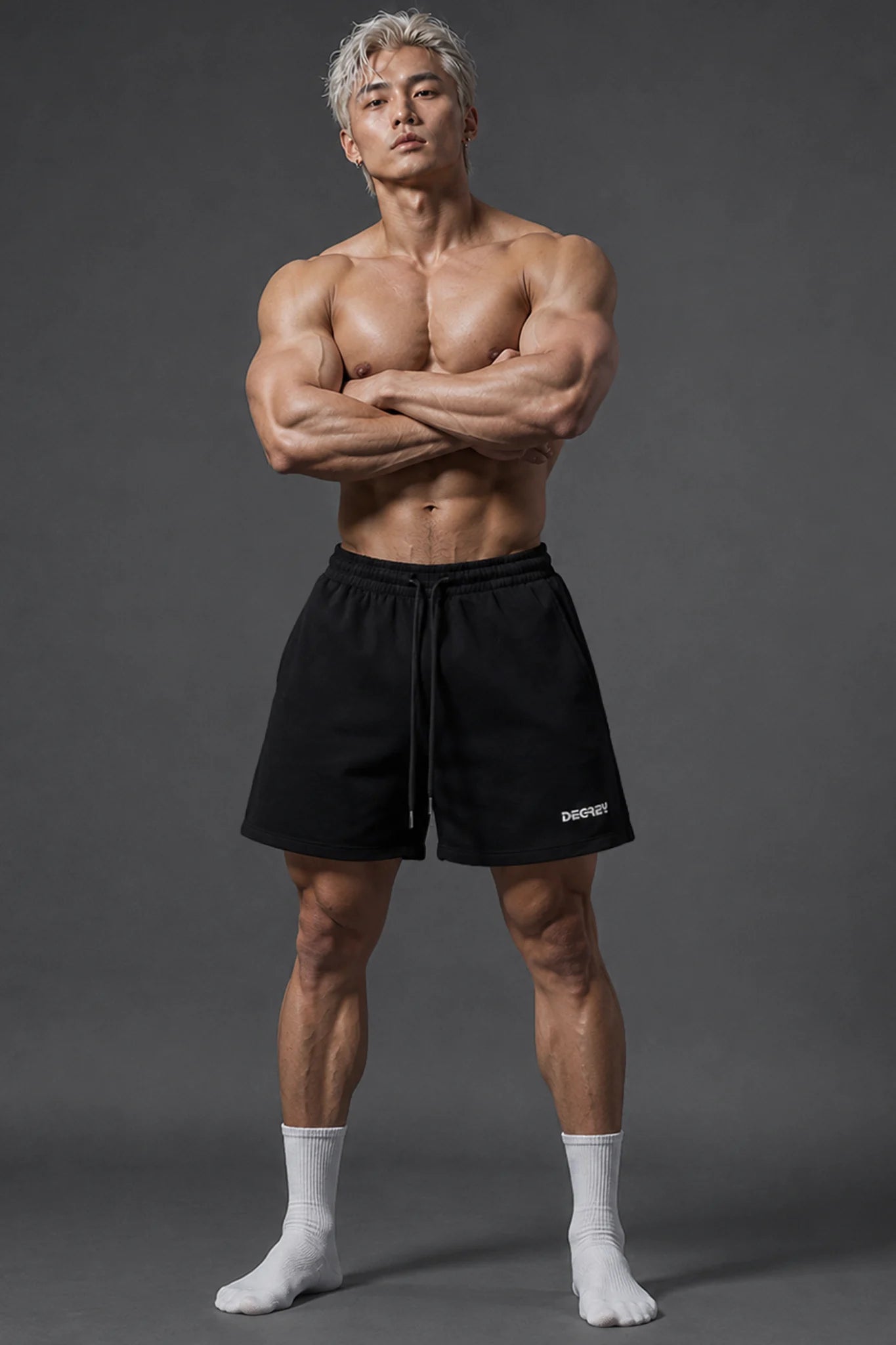 DEGREY Black 2-Layer Poly Shorts Embroidered Degrey Logo