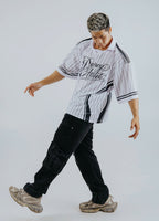 White Polo shirt with BLACK stripes Degrey