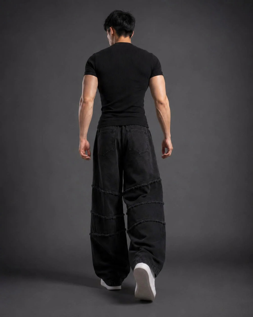 Rib Henley Black T-Shirt